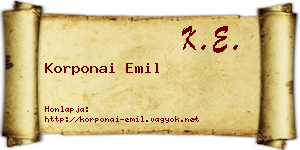 Korponai Emil névjegykártya